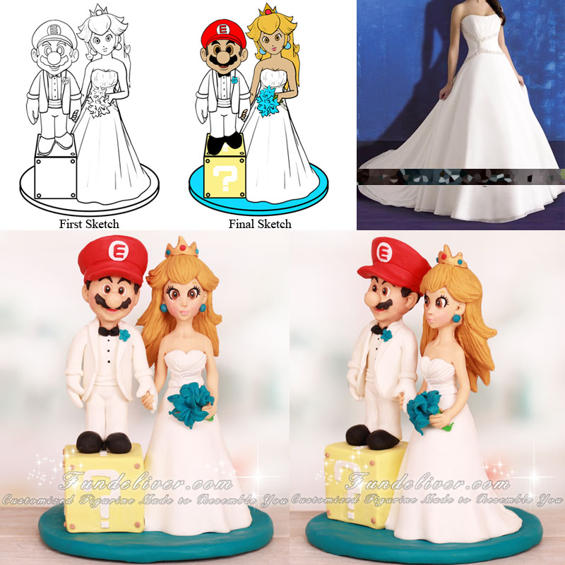 Super Mario Character Wedding Cake Toppers